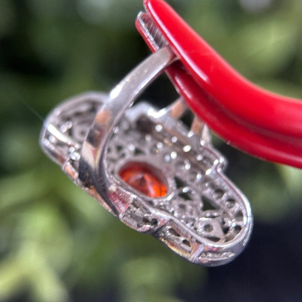 Victorian Design Orange / White Stones Ring - Picture 7 of 10